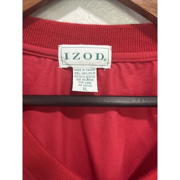 Izod‎ Red top Pull Over V-neck rain jacket Golf Hike Windbreaker - Picture 2 of 12
